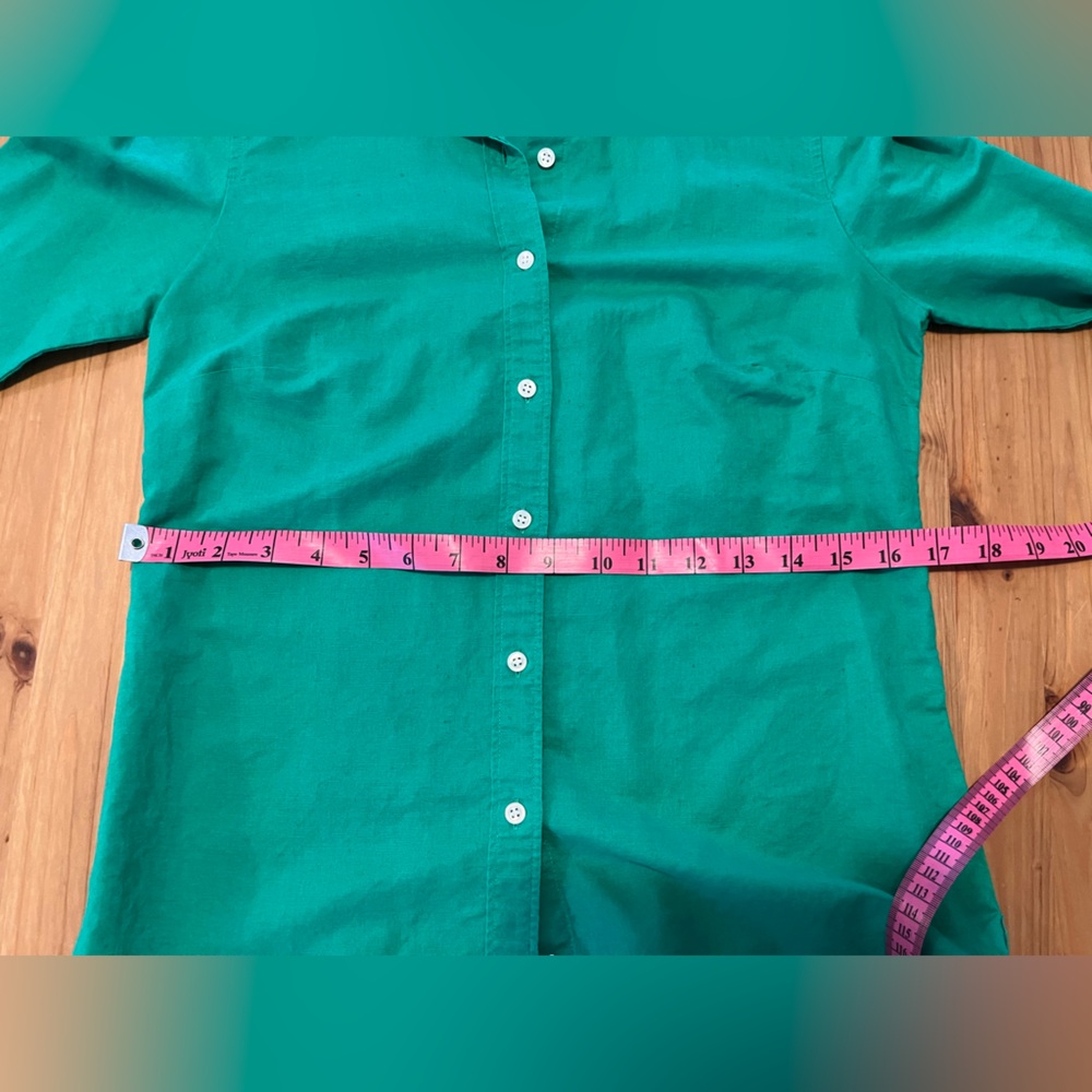J. Crew Linen Green Perfect Shirt - Picture 7 of 9